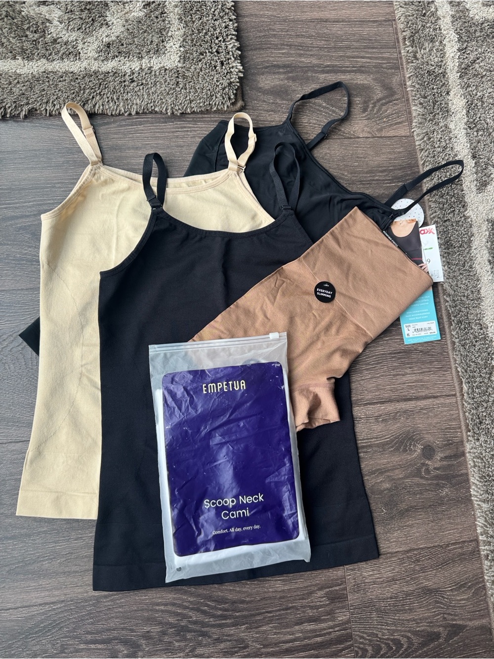 NWTs Shapermint Scoop Neck Cami Set, Black Assets Shaper Cami & JcPenney Shorts